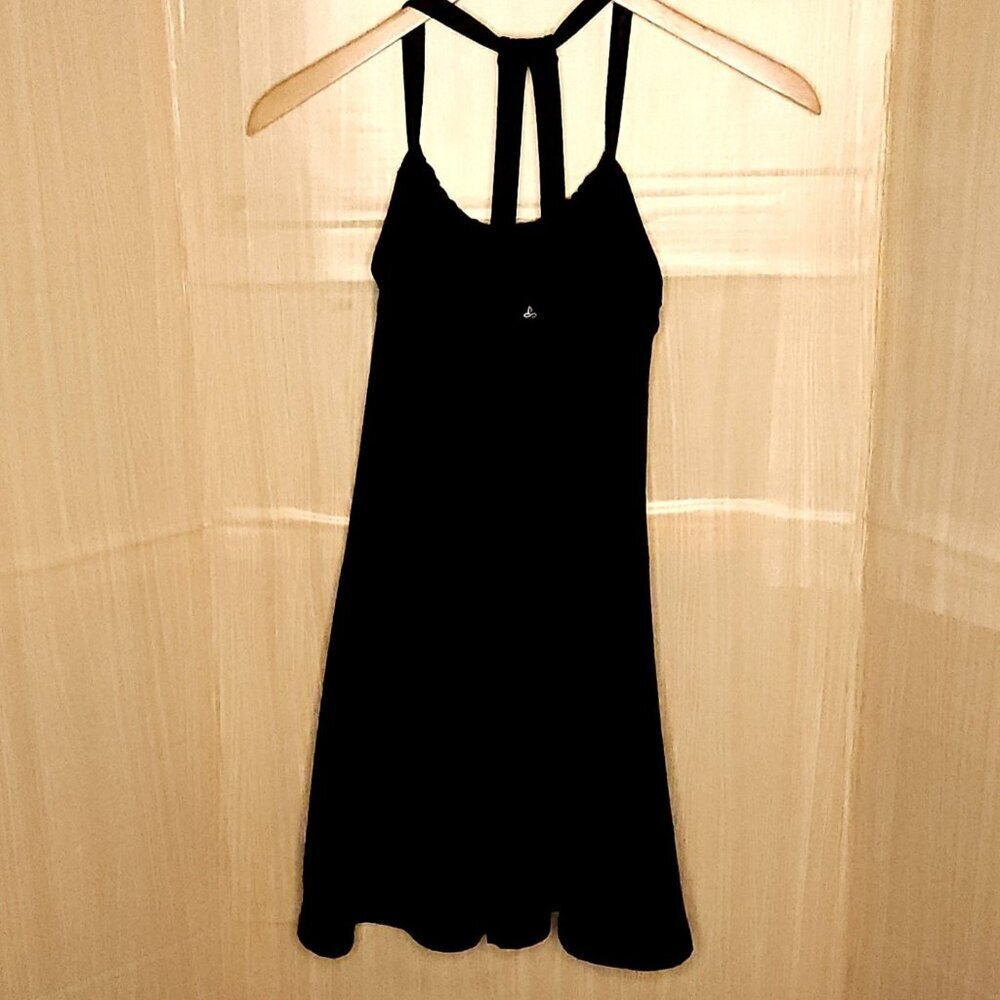 Prana Womens Black Knit Halter Neck Fit And Flare Mini Dress Small - Picture 2 of 6